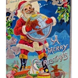 Santa Claus Postcard Christmas 1910 Kris Kringle Series 1 Globe Toys Dolls Bells